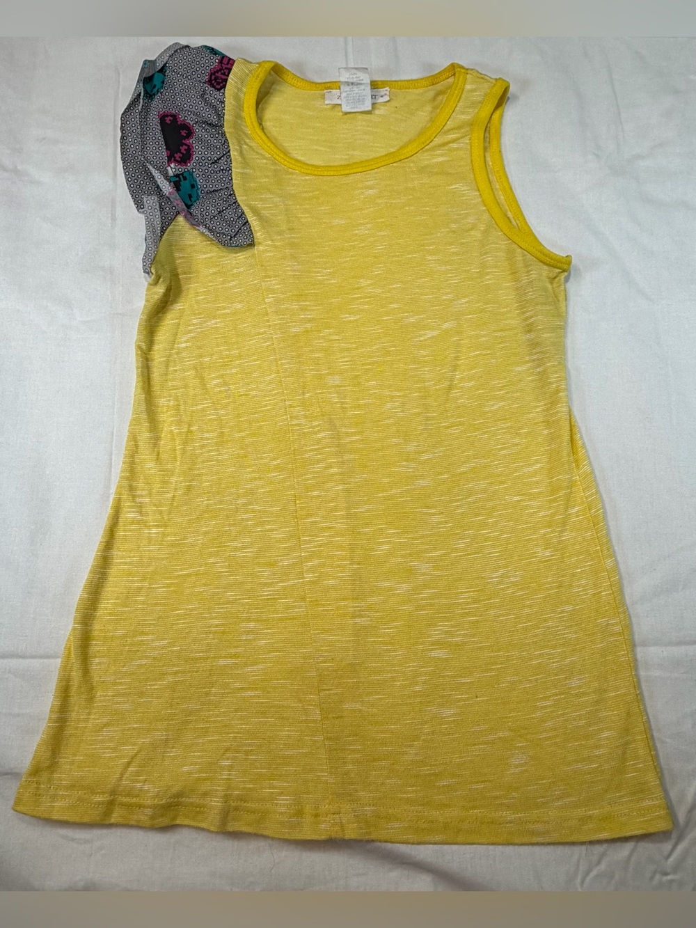 23 Love Street Yellow Tank Top With Colorful ruffle.